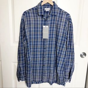 Zara Man size L Blue Plaid LS Shirt button front